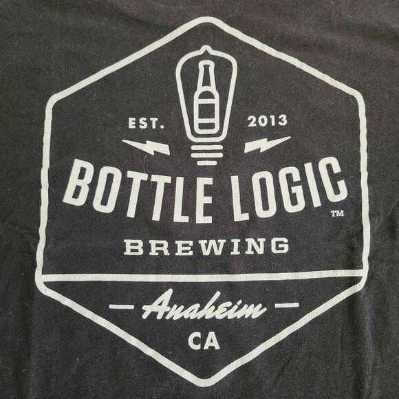 Bottle Logic Brewing T-Shirt Est 2013 Anaheim CA Black Cotton Size Large - Picture 2 of 4